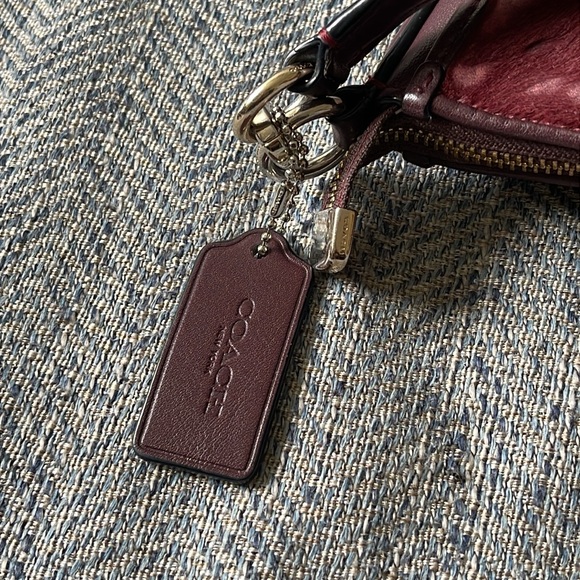 COACH CHELSEA BURGUNDY HAIR CALF/ SMOOTH LEATHER CROSSBODY BAG - Picture 12 of 16